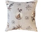Dekokissen HOME WOHNIDEEN "FELIZ NAVIDAD", grau, bedruckt, B:50cm L:50cm, Baumwolle, Polyester, Dekokissen_Sitzkissen_Kissenhüllen, mit Füllung, Dekostoff bedruckt