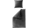 Bettwäsche BIERBAUM "Elegant uni", grafit, B/L: 200cm x 220cm, 1 Stk., 2 Stk., Mako-Satin, B/L: 80cm x 80cm & 80cm x 80cm, 3, Mako-Satin, Obermaterial: 100% Baumwolle, Bettwäsche, Bettwäsche, Mako-Satin, 100 % Baumwolle, Uni, pflegeleicht