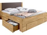 Stauraumbett OTTO HOME "Bernett", beige (kernbuche), H:87cm L:206cm, Betten, Stauraumbett, aus massiver Buche, mit Stauraumschubladen