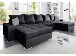 Wohnlandschaft COLLECTION AB "Josy XXL U-Form, B: 333 cm, mit 2 Recamieren 77 & 97 cm", anthrazit, B:333cm H:84cm T:161cm, 100% Polyester, Sofas, Wohnlandschaft, Bettfunktion, Bettkasten & 2 Zierkissen, Federkern