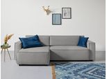 Ecksofa HOME AFFAIRE "Marva L-Form, B: 282 cm", blau (grau, marineblau), B:282cm H:90cm T:153cm, 100% Polyester, Sofas, Ecksofa, Bettfunktion, Bettkasten & 2 Zierkissen, Federkern