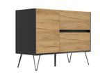 Mid.you , Graphitfarben, Eichefarben , Holzwerkstoff , 2 Schublade(n) Schubladen , 99x75.8x42 cm , stehend , Kleinmöbel, Kommoden, Sideboards