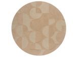 Flair Rugs , Beige , Textil , Abstraktes , rund , Reach, AZO-frei, Handmade in India , für Fußbodenheizung geeignet, pflegeleicht ,