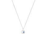 Kette mit Anhänger AMOR "Kreis/Herz", silber (silberfarben, weiß, blau), Halsketten, Damen, Silber 925 (Sterlingsilber), L: 45 B: 2,8mm, mit Zirkonia (synth.), B:2,8mm