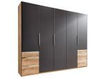 Mid.you , Graphitfarben, Eichefarben , Holzwerkstoff , 3 Fächer , 6 Schublade(n) Schubladen , 250x216x58 cm , BQ - Bündnis für Qualität, Made in Germany, DIN EN ISO 9001 , Schlafzimmer, Kleiderschränke, Drehtürenschränke