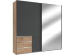 Mid.you , Graphitfarben, Eichefarben , Holzwerkstoff , 5 Fächer , 3 Schublade(n) Schubladen , 250x236x65 cm , BQ - Bündnis für Qualität, Made in Germany, DIN EN ISO 9001 , umfangreiches Zubehör erhältlich, in verschiedenen Größen erhältlich, in verschiedenen Holzdekoren erhältlich ,
