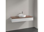 Villeroy und Boch Antao Waschtisch-Unterschrank K10052GF 120x19x50cm, Hahnloch, Waschbeckenplattenfarbe warm walnut, glossy white lacquer