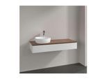 Villeroy und Boch Antao Waschtisch-Unterschrank K11052GF 120x19x50cm, Hahnloch, Waschbeckenplattenfarbe warm walnut, glossy white lacquer