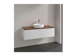 Villeroy und Boch Antao Waschtisch-Unterschrank L32012GF mit Beleuchtung, 1 Auszug, 1200 x 360 x 500 mm, Front ohne Struktur, Glossy White Lacquer / Warm Walnut