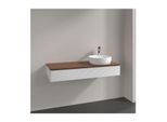 Villeroy und Boch Antao Waschtisch-Unterschrank K12152GF 120x19x50cm, Hahnloch, Waschbeckenplattenfarbe warm walnut, glossy white lacquer