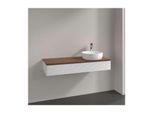 Villeroy und Boch Antao Waschtisch-Unterschrank L12112GF mit Beleuchtung, 1 Auszug, 1200 x 190 x 500 mm, Front mit Struktur, Glossy White Lacquer / Warm Walnut