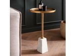 Beistelltisch FineBuy Echter Marmor Ø 34 cm Anstelltisch Wohnzimmertisch Rund