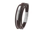 Lederarmband TOM TAILOR "Schmuck Geschenk Edelstahl Leder", braun (edelstahlfarben, braun), Armbänder, Herren, 21,5cm, Edelstahl Leder, Edelstahl, Leder, Lederarmband