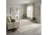 Teppich SEHRAZAT "Moda 1320, auch als Läufer", beige (beige creme), B:200cm H:11mm L:290cm, Polyester, Polypropylen, Teppiche, Teppich, Kurzflor, grafisches Hoch Tief Muster, Wohnzimmer
