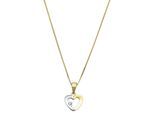 Kette mit Anhänger AMOR "Herz", weiß (gelbgoldfarben, silberfarben, weiß), Halsketten, Damen, Gelbgold 375, L: 45, mit Zirkonia (synth.)
