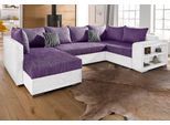 Wohnlandschaft COLLECTION AB "John U-Form, B: 294 cm", lila (silbergrau, lila), B:294cm H:80cm T:92cm, Kunstleder SOFTLUX / Struktur ( 20% Polyacryl, 80% Polyester );Zierkissen: 100% Polyester;Microfaser PRIMABELLE (100% Polyester) / Struktur ( 20% Polyacryl, 80% Polyester ), Sofas, Wohnlandschaft, Bettfunktion, Bettkasten, Regalelement & 2 Zierkissen, Federkern