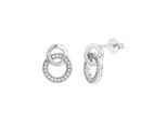 Paar Ohrstecker TOM TAILOR "Schmuck Geschenk Silber 925 Infinity Kreise", silberfarben, kristallweiß, kristallweiß, Ohrringe, Damen, Silber 925 (Sterlingsilber), mit Zirkonia (synth.)