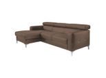 Livetastic , Graubraun , Leder , Echtleder , Rindleder , Ottomane links, L-Form , 226x169 cm , Made in EU , seitenverkehrt erhältlich, Rücken echt, Armteil links, Armteil rechts ,