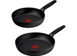 Pfannen-Set TEFAL "Excell'Cook", schwarz, Pfannen, leistungsstarke Antihaftbeschichtung, Induktion, metallspatelsicher