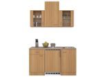 FlexWell , Buchefarben , Glas, Holzwerkstoff , 1 Schublade(n),1 Schublade(n) Schubladen , seitenverkehrt montierbar, nur wie online abgebildet bestellbar , E , 150 cm , Made in Germany , links aufbaubar, rechts aufbaubar , Küche, Küchenblöcke, Miniküchen