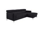 Livetastic , Schwarz , Leder , Echtleder , Rindleder , Ottomane rechts, L-Form , 226x169 cm , Made in EU , seitenverkehrt erhältlich, Armteil links, Armteil rechts ,