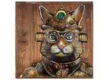 Leinwandbild GILDE "Bild quadratisch Steampunk Cat", braun (farbe bild(er): braun), B:50cm H:50cm T:5,5cm, Massivholz, Bilder, Leinwandbild