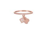 cai Ring 925 Sterling Silber rosé vergoldet mit Anhängern Kleeblatt Zirkonia