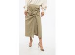 Langer Plissee-Rock aus Baumwolle in Beige