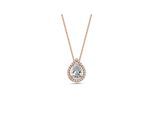 Dkeniz Anhänger mit Kette 925/- Sterling Silber rosévergoldet Tropfen Kette funkelnd Kranz
