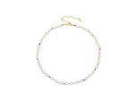 Fashionbox Kette Messing vergoldet Perlen weiss und multifarben
