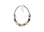 Steuer Modeschmuck Kette Textil Holz Metall braun