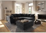 Ecksofa COLLECTION AB "Innsbruck L-Form, B: 247 cm", schwarz, B:247cm H:87cm T:189cm, Microfaser PRIMABELLE (100% Polyester), Struktur (90% Polyester, 10% Polyacryl), Samtvelours (100% Polyester), Luxus-Microfaser Antiklederoptik (100% Polyester), Sofas, Ecksofa, 3 Zierkissen, Federkern