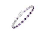 Vira Jewels Armband 925-Sterling Silber rhodiniert Amethyst rund