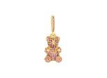 Fashionbox Anhänger Messing vergoldet Teddy mit Glassteinen pink