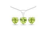 Vira Jewels Schmuck-Set Silber 925 rhodiniert Ohrringe und Halskette mit echtem Peridot in Herzform