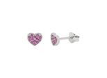 Paar Ohrstecker TOM TAILOR "Schmuck Geschenk Silber 925 Herz", silberfarben, pink, pink, Ohrringe, Mädchen, Silber 925 (Sterlingsilber), mit Zirkonia (synth.)