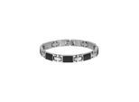 Zeeme Stainless Steel Armband Edelstahl poliert mit Carbon-Einlagen 20,5cm lang