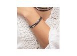 Zeeme Stainless Steel Armband Edelstahl 2-reihig mit Hämatit-Steinen 17,5+3cm lang