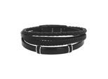 Armband TOM TAILOR "Schmuck Geschenk Edelstahl Leder Kautschuk", schwarz (edelstahlfarben, schwarz), Armbänder, Herren, 21,5cm, Edelstahl Kautschuk Leder, Edelstahl, Kautschuk, Leder, Armband