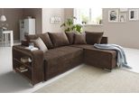 Ecksofa COLLECTION AB "John L-Form, B: 226 cm", braun, B:226cm H:85cm T:160cm, Microfaser PRIMABELLE (100% Polyester);Zierkissen: 100% Polyester;Luxus-Microfaser 1 (100% Polyester);Luxus-Microfaser 2 (100% Polyester), Sofas, Ecksofa, Bettfunktion, Bettkasten, Regalelement & 2 Zierkissen, Federkern