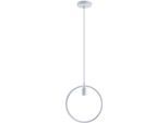 PACO HOME Pendelleuchte "JACOB", weiß, 1, H: 187cm, Leuchten, Hängelampe Esszimmer Rund Ring 1,5m Textilkabel Kürzbar E27, Pendelleuchte