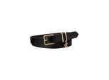 Ledergürtel CALVIN KLEIN "MONOGRAM CHARM KEEPER BELT 25MM", Damen, Gr. 75, schwarz (schwarz, antique light gold), Rindsleder, unifarben, Gürtel Ledergürtel, Regular fit mit Anhänger