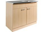 Spülenschrank WIHO KÜCHEN "Kiel", front und korpus: buche dekor, B:100cm H:85cm T:50cm, Schränke, Spülenschrank, 100 cm breit, 50 cm tief, mit Auflagebecken