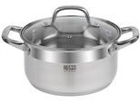 Kochtopf RESTO KITCHENWARE "Libra, Topf energiesparend und spülmaschinenfest", silber (silberfarben), H:11cm L:28,5cm Ø:20cm, Töpfe, Kochtopf, Induktion, für alle Herdarten geeignet mit hitzebeständigem Glasdeckel