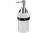 Seifenspender WENKO "Udine", bunt (weiß, schwarz, silberfarben), Edelstahl, Glas, Dosierspender, Seifenspender, 200 ml