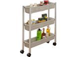 Rollwagen RUCO, beige (alu, beige, grau), B:18cm H:62cm T:51,5cm, Aluminium, Rollwagen, Rollwagen, für die Nische, mt drei geräumigen Körben, Aluminium/Kunststoff
