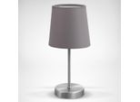 B.K.LICHT Tischleuchte, grau (grau, nickelfarben), 1, Ø 10cm H: 30,8cm, Leuchten, Tischlampe, Stoff, Nachttisch-Leuchte, Wohnzimmerlampe, E14, grau, Tischleuchte