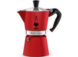 Espressokocher BIALETTI "Moka Express", rot (aluminiumfarben, rot), 0,27 l, 6, Kaffeemaschinen, Espressokocher, Aluminium, in hochwertiger Lackierung, 1 Tasse