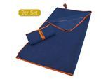 Sporthandtuch DYCKHOFF "Mikrofaser Sporttuch", blau (nachtblau), B:80cm L:180cm, Microfaser, Obermaterial: 90% Polyester, 10% Polyamid, Handtücher, Sporthandtuch, auch als 2er Set erhätlich
