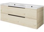 Badmöbel-Set SAPHIR "Mineralmarmor-Waschtisch mit Waschtischunterschrank", polar pinie, B:121cm H:50cm T:46cm, Holzwerkstoff, Kastenmöbel-Sets, Badmöbel-Set